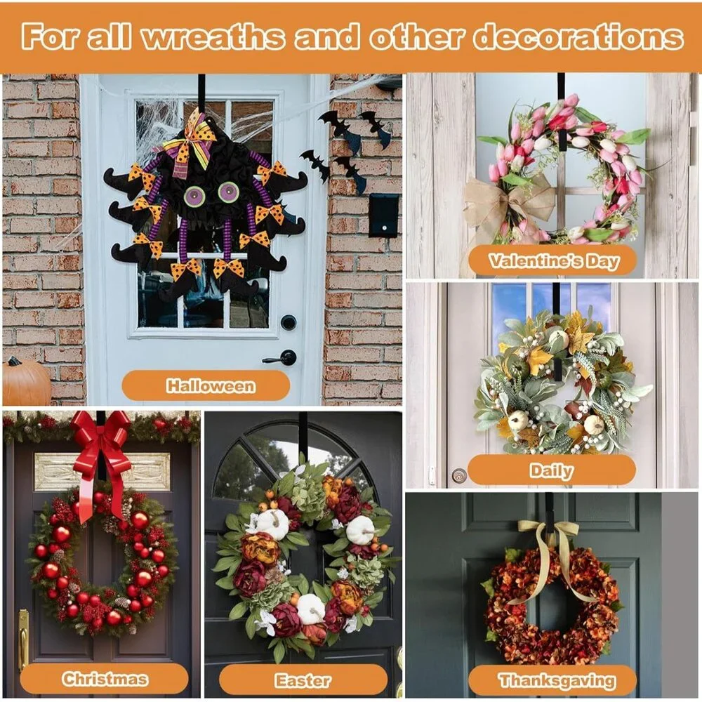 Durable 14-inch Wreath Hanger Set - 2 Pack, Perfect for Front Door Displays